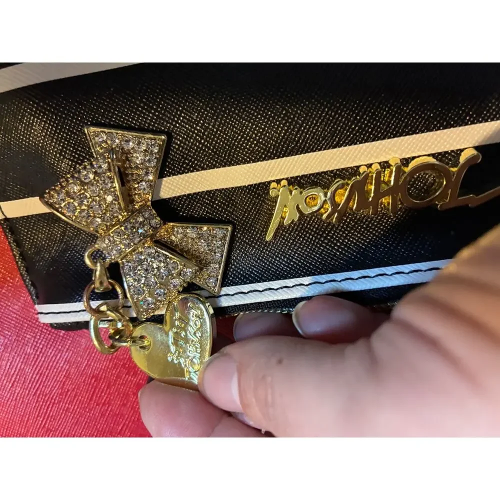 Betsey Johnson Red Black Double Handle Shoulder Bag Purse